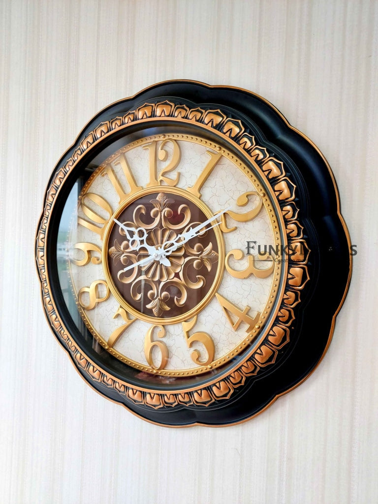 Funkytradition Round Brown Big Font Wall Clock Watch Decor For Home Office And Gifts 52 Cm Tall