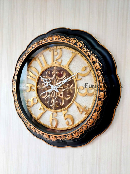 Funkytradition Round Brown Big Font Wall Clock Watch Decor For Home Office And Gifts 52 Cm Tall
