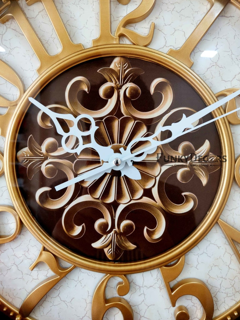 Funkytradition Round Brown Big Font Wall Clock Watch Decor For Home Office And Gifts 52 Cm Tall