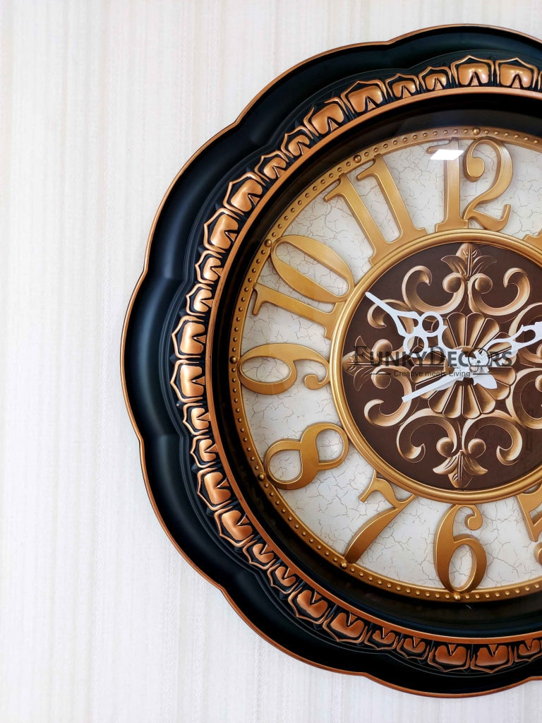 Funkytradition Round Brown Big Font Wall Clock Watch Decor For Home Office And Gifts 52 Cm Tall