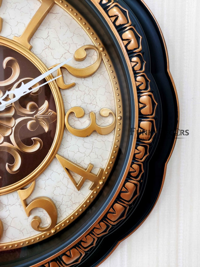 Funkytradition Round Brown Big Font Wall Clock Watch Decor For Home Office And Gifts 52 Cm Tall
