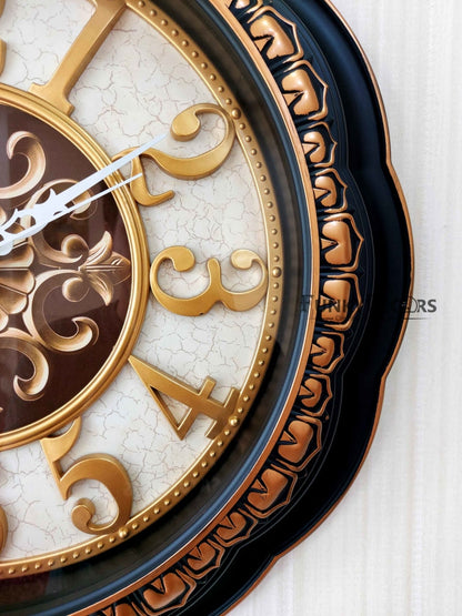 Funkytradition Round Brown Big Font Wall Clock Watch Decor For Home Office And Gifts 52 Cm Tall