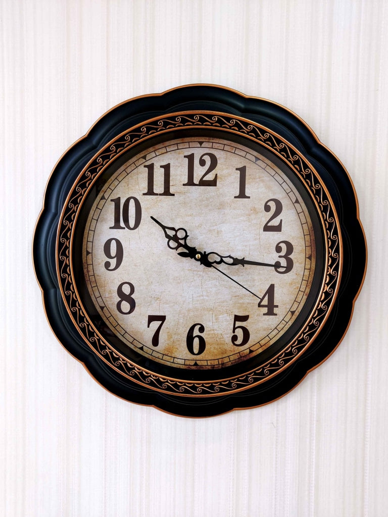 Funkytradition Round Brown Flower Wall Clock Watch Decor For Home Office And Gifts 52 Cm Tall Clocks