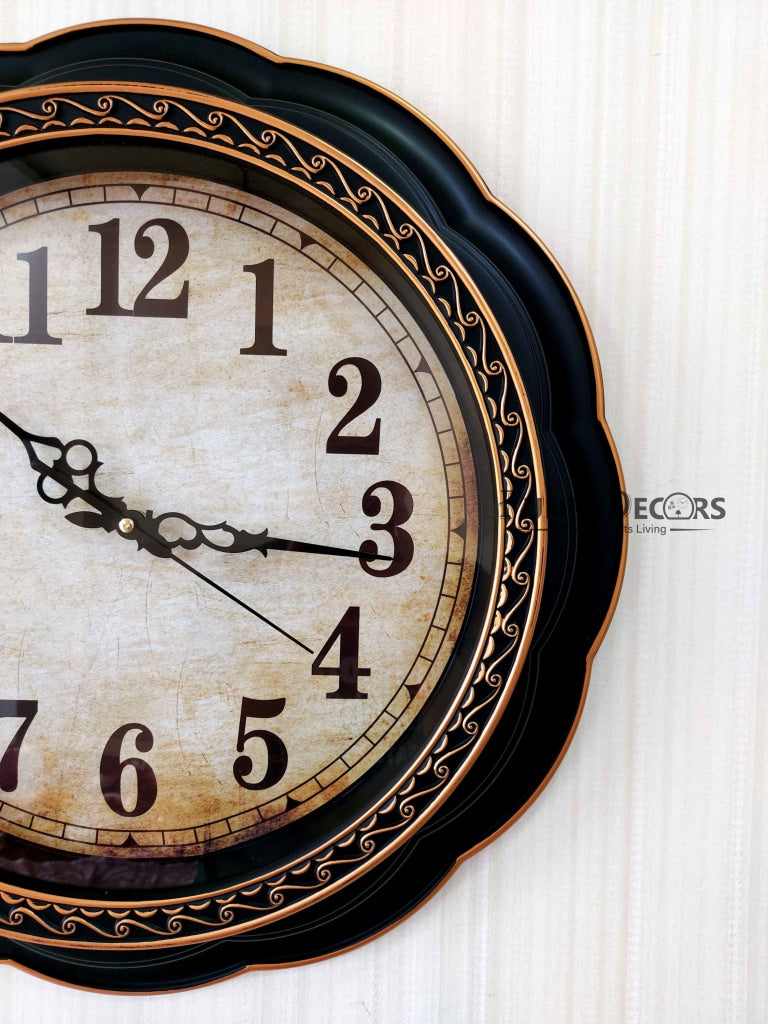 Funkytradition Round Brown Flower Wall Clock Watch Decor For Home Office And Gifts 52 Cm Tall Clocks