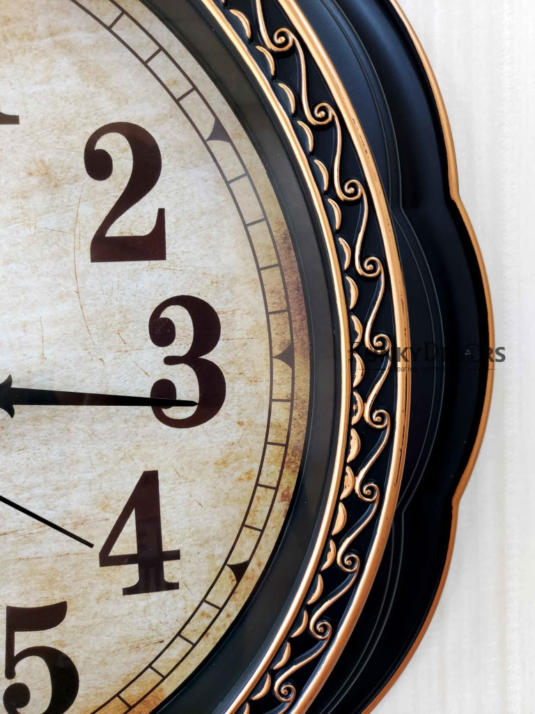 Funkytradition Round Brown Flower Wall Clock Watch Decor For Home Office And Gifts 52 Cm Tall Clocks
