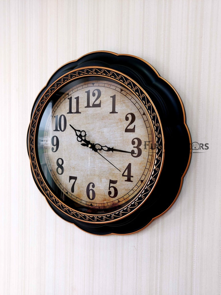 Funkytradition Round Brown Flower Wall Clock Watch Decor For Home Office And Gifts 52 Cm Tall Clocks