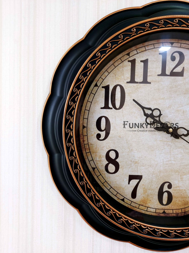 Funkytradition Round Brown Flower Wall Clock Watch Decor For Home Office And Gifts 52 Cm Tall Clocks