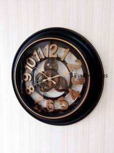 Funkytradition Round Brown Mechanic Design Wall Clock Watch Decor For Home Office And Gifts 52 Cm