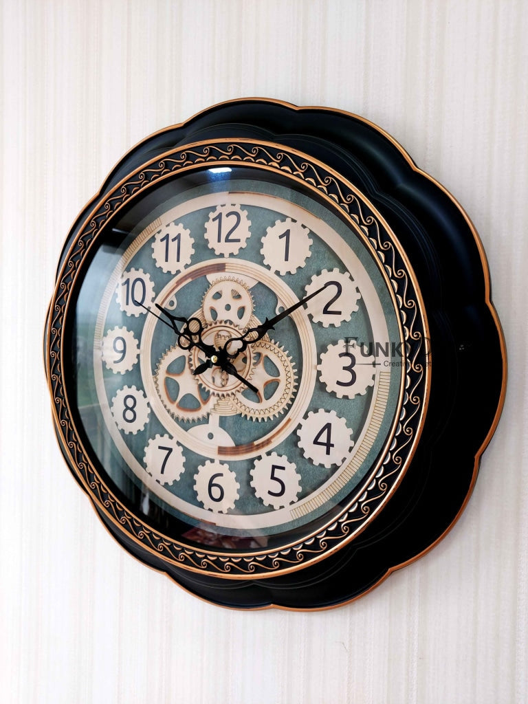FunkyDecors Round Brown Mechanic Design Wall Clock Watch Decor For Home Office And Gifts 52 Cm