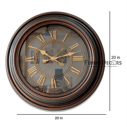 Funkytradition Round Brown Roman Wall Clock Watch Decor For Home Office And Gifts 50 Cm Tall Clocks