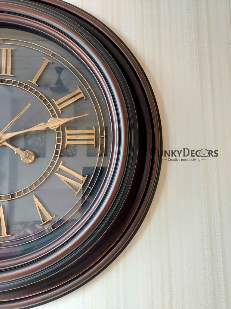Funkytradition Round Brown Roman Wall Clock Watch Decor For Home Office And Gifts 50 Cm Tall Clocks