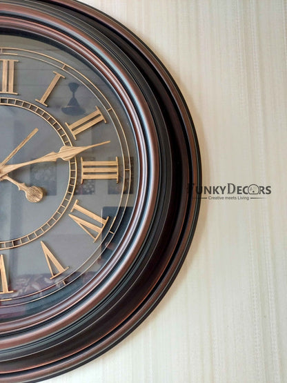 Funkytradition Round Brown Roman Wall Clock Watch Decor For Home Office And Gifts 50 Cm Tall Clocks