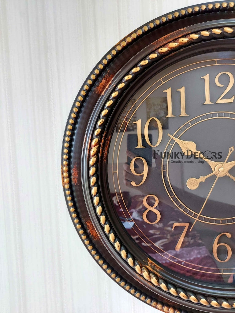 Funkytradition Round Brown Rope Design Wall Clock Watch Decor For Home Office And Gifts 52 Cm Tall