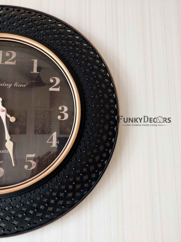 FunkyDecors Round Brown Tokri Wall Clock Watch Decor For Home Office And Gifts 50 Cm Tall Clocks