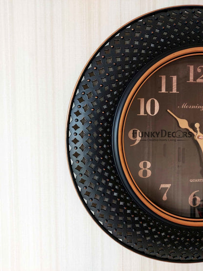 Funkytradition Round Brown Tokri Wall Clock Watch Decor For Home Office And Gifts 50 Cm Tall Clocks
