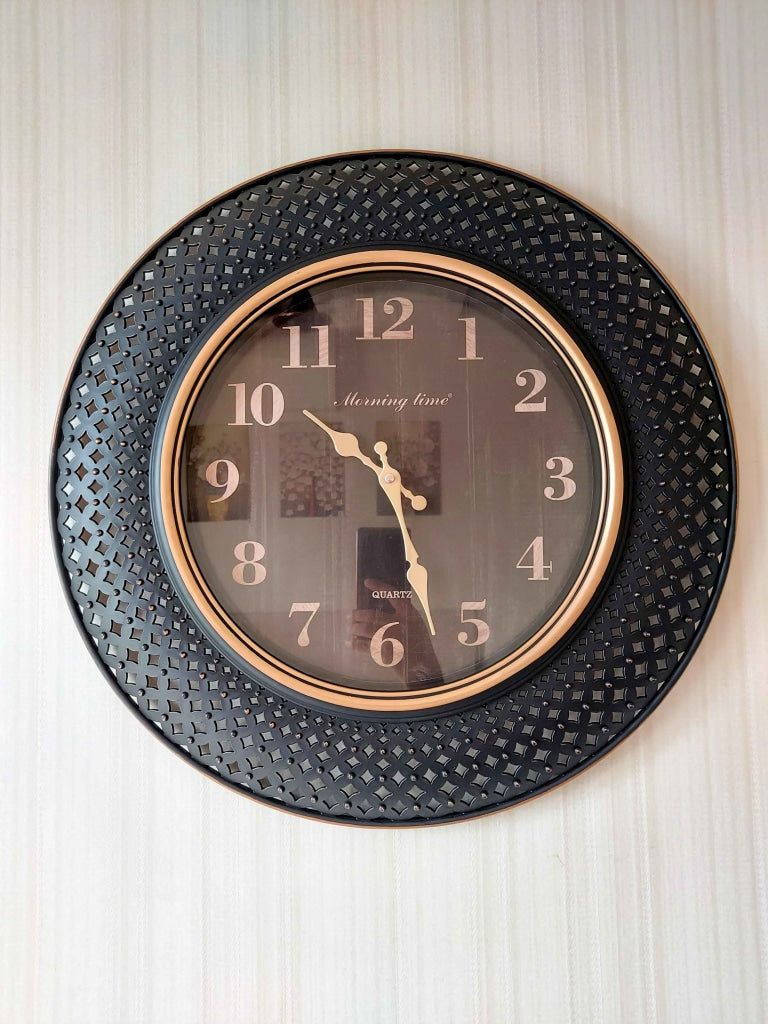 FunkyDecors Round Brown Tokri Wall Clock Watch Decor For Home Office And Gifts 50 Cm Tall Clocks