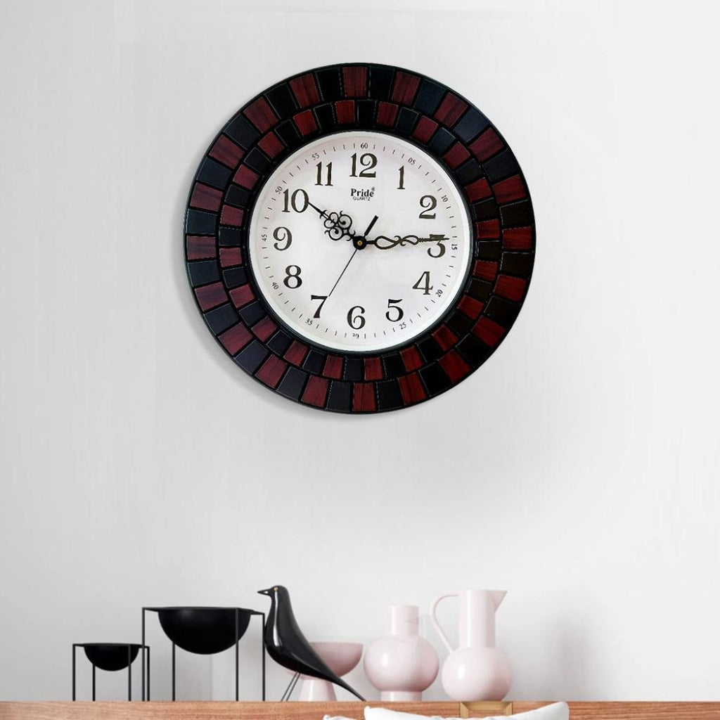 FunkyDecors Round Wooden Texture Wall Clock Watch Decor For Home Office And Gifts 40 Cm Tall