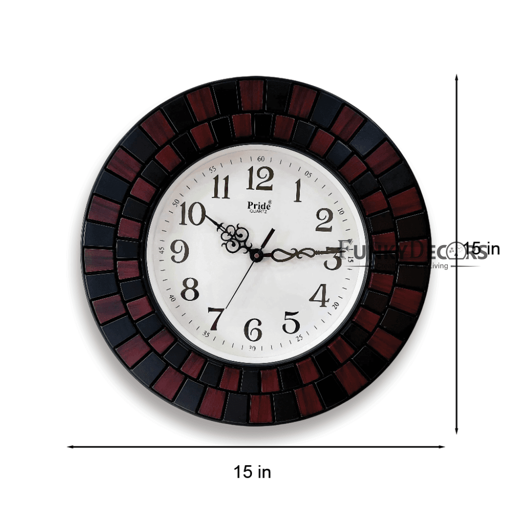 FunkyDecors Round Wooden Texture Wall Clock Watch Decor For Home Office And Gifts 40 Cm Tall