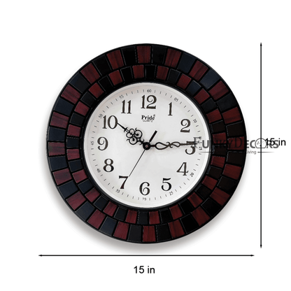 Funkytradition Round Wooden Texture Wall Clock Watch Decor For Home Office And Gifts 40 Cm Tall