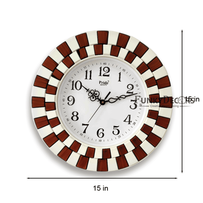 Funkytradition Round Wooden Texture Wall Clock Watch Decor For Home Office And Gifts 40 Cm Tall