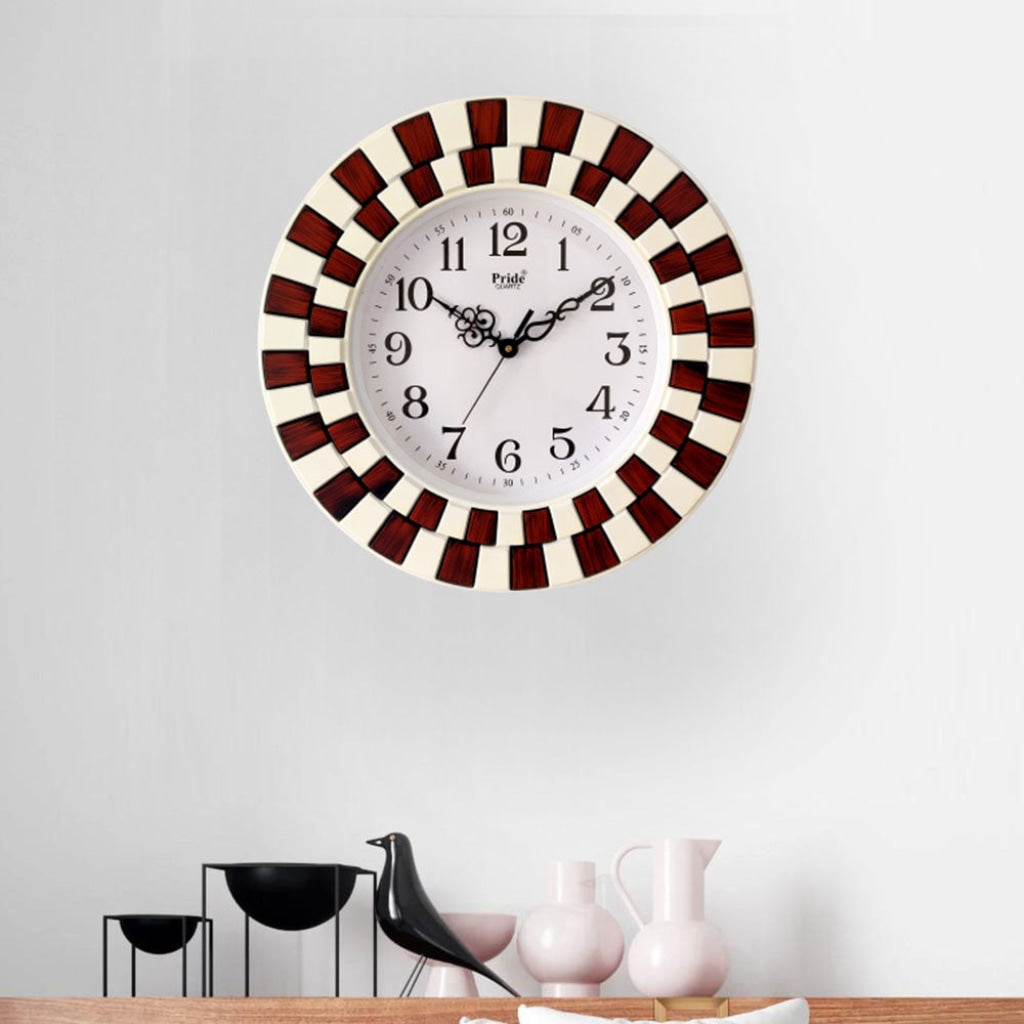 FunkyDecors Round Wooden Texture Wall Clock Watch Decor For Home Office And Gifts 40 Cm Tall