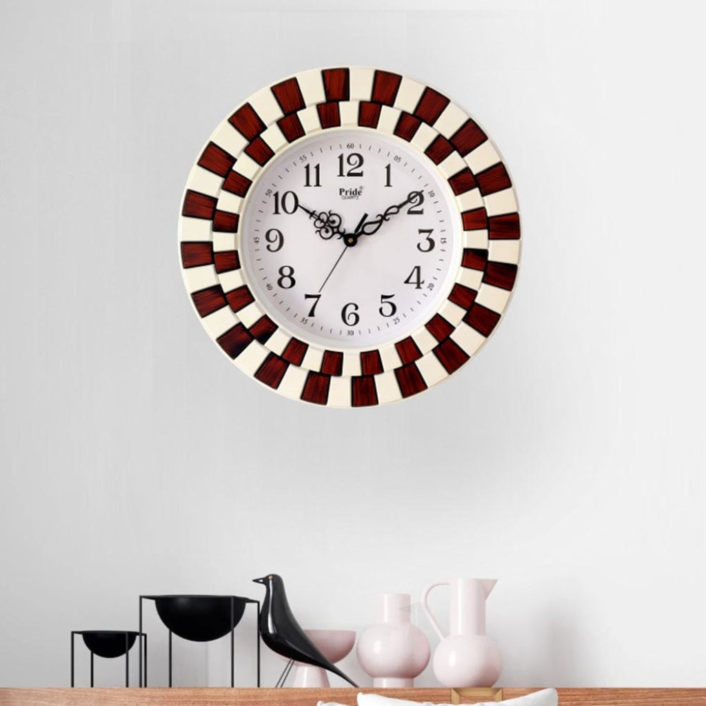FunkyDecors Round Wooden Texture Wall Clock Watch Decor For Home Office And Gifts 40 Cm Tall