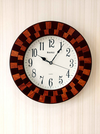 Funkytradition Round Wooden Texture Wall Clock Watch Decor For Home Office And Gifts 45 Cm Tall