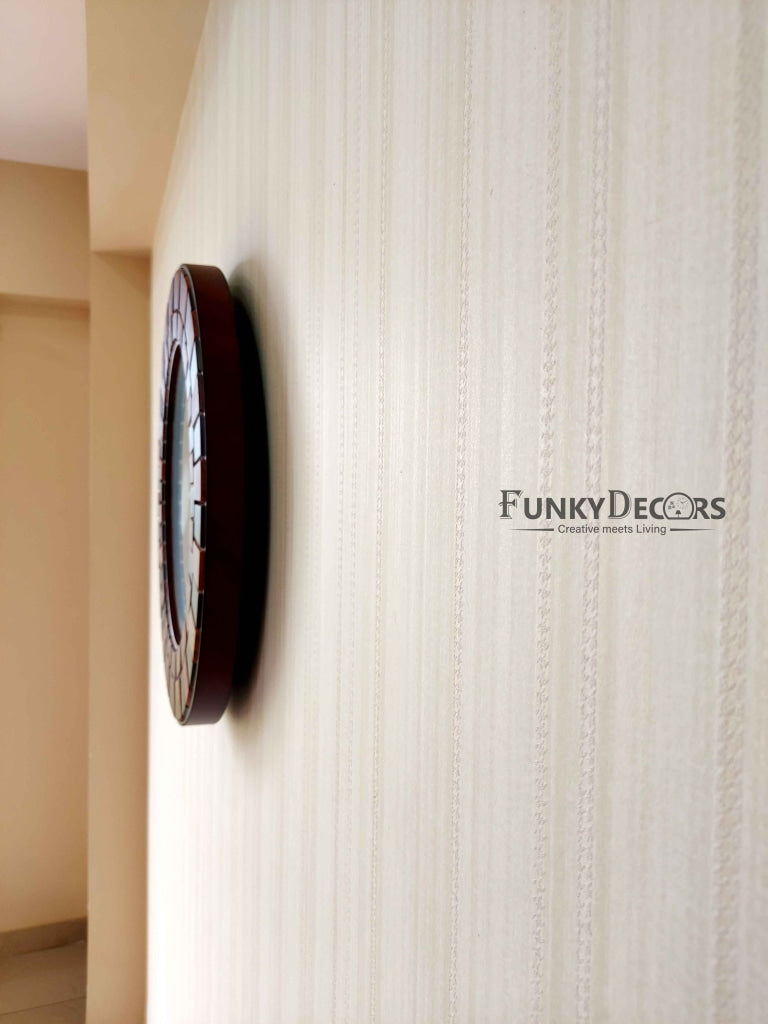 FunkyDecors Round Wooden Texture Wall Clock Watch Decor For Home Office And Gifts 45 Cm Tall