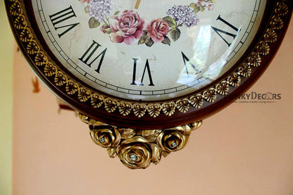 Funkytradition Royal Antique-Look Brown Round Wall Hanging Double Sided Two Faces Retro Station Home