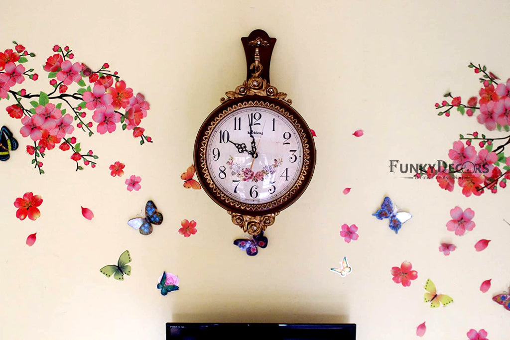 FunkyDecors Royal Antique-Look Brown Round Wall Hanging Double Sided Two Faces Retro Station Home