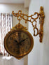 FunkyDecors Royal Antique-Look Gold Round Wall Hanging Double Sided 2 Faces Retro Station Clock