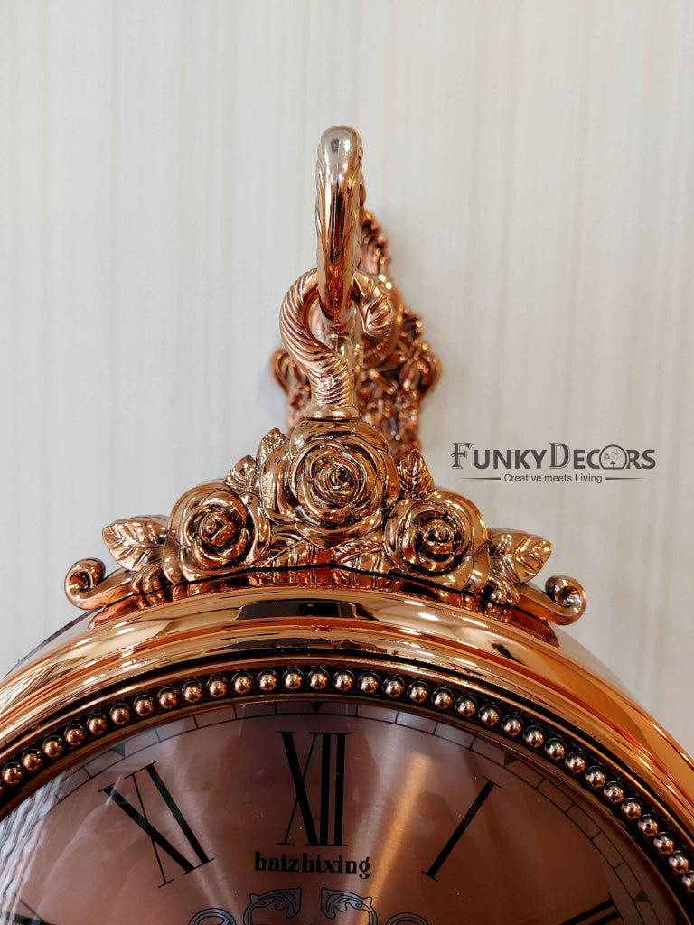 FunkyDecors Royal Antique-Look Rose Gold Round Wall Hanging Double Sided 2 Faces Retro Station