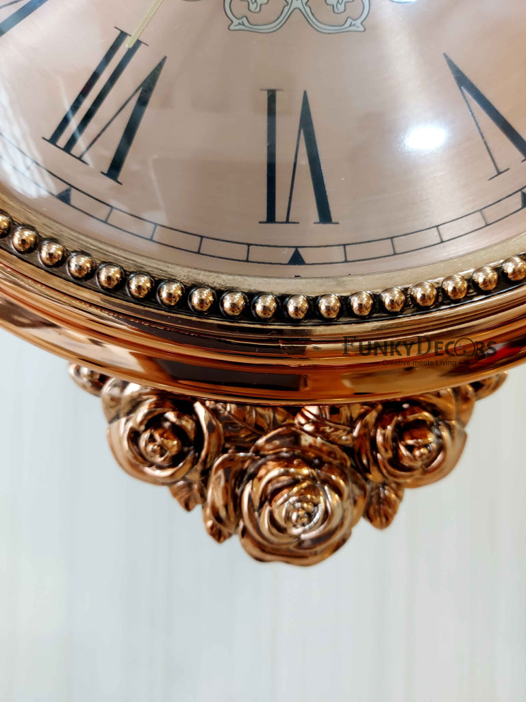 FunkyDecors Royal Antique-Look Rose Gold Round Wall Hanging Double Sided 2 Faces Retro Station