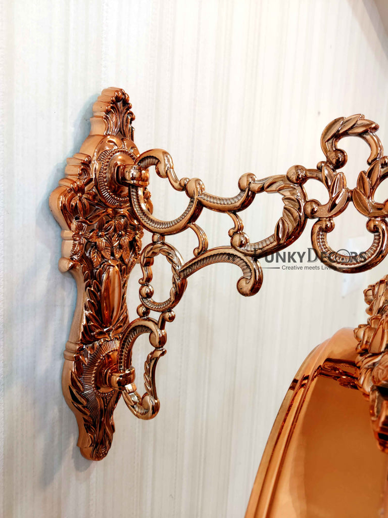 Funkytradition Royal Antique-Look Rose Gold Round Wall Hanging Double Sided 2 Faces Retro Station