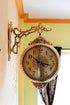 FunkyDecors Royal Antique-Look Golden Round Wall Hanging Double Sided Two Faces Retro Station
