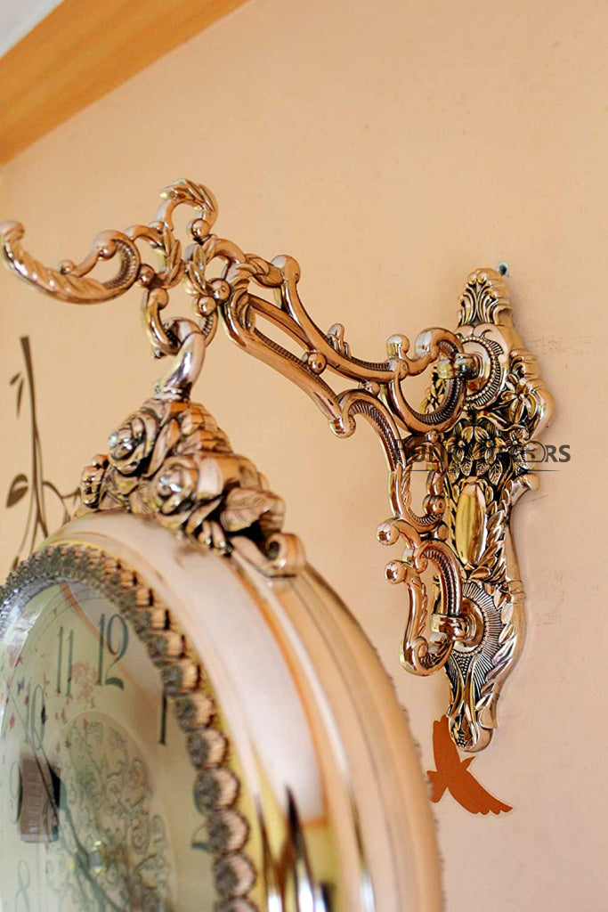 FunkyDecors Royal Antique-Look Golden Round Wall Hanging Double Sided Two Faces Retro Station