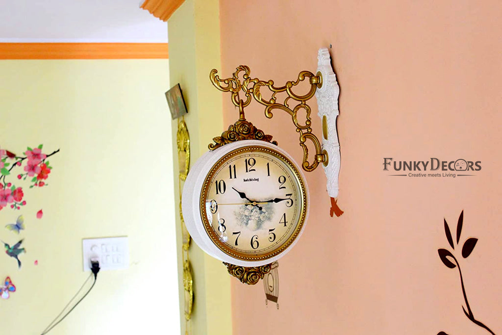 FunkyDecors Royal Antique Look Round Wall Hanging Double Sided Station Clock Clocks