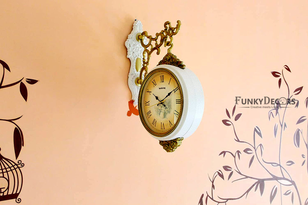 FunkyDecors Royal Antique Look Round Wall Hanging Double Sided Station Clock Clocks