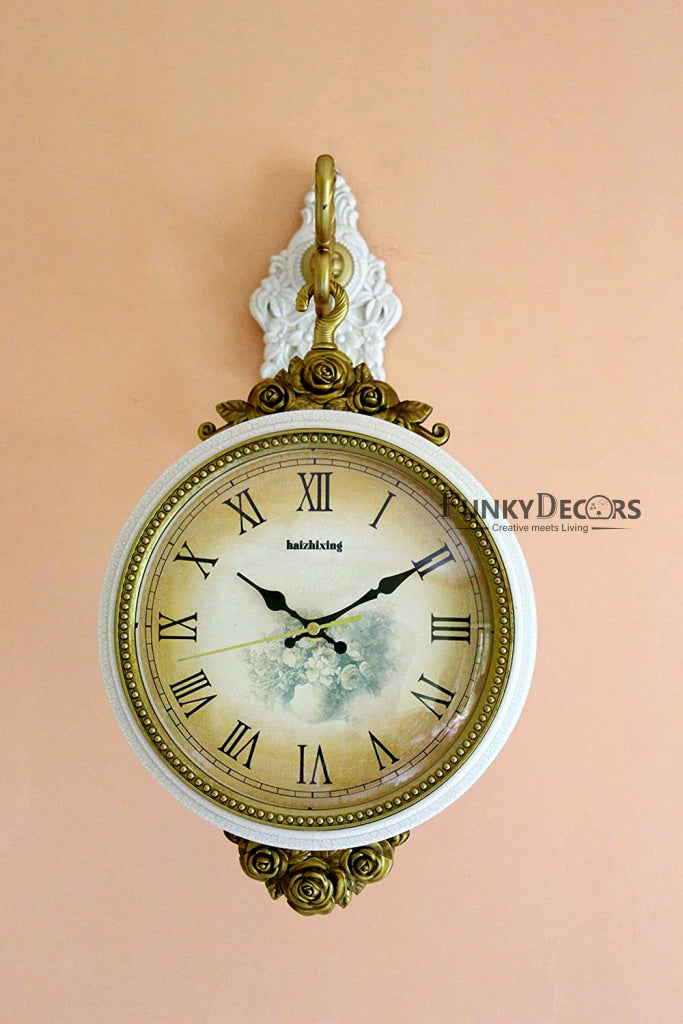 FunkyDecors Royal Antique Look Round Wall Hanging Double Sided Station Clock Clocks