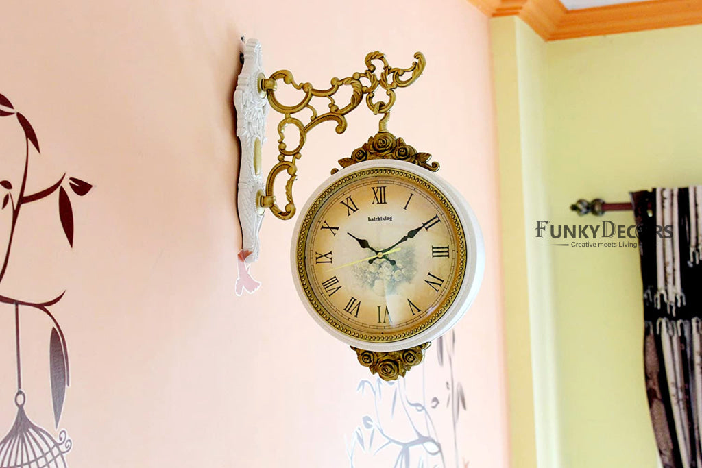 FunkyDecors Royal Antique Look Round Wall Hanging Double Sided Station Clock Clocks