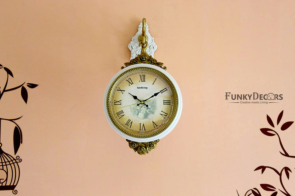 FunkyDecors Royal Antique Look Round Wall Hanging Double Sided Station Clock Clocks