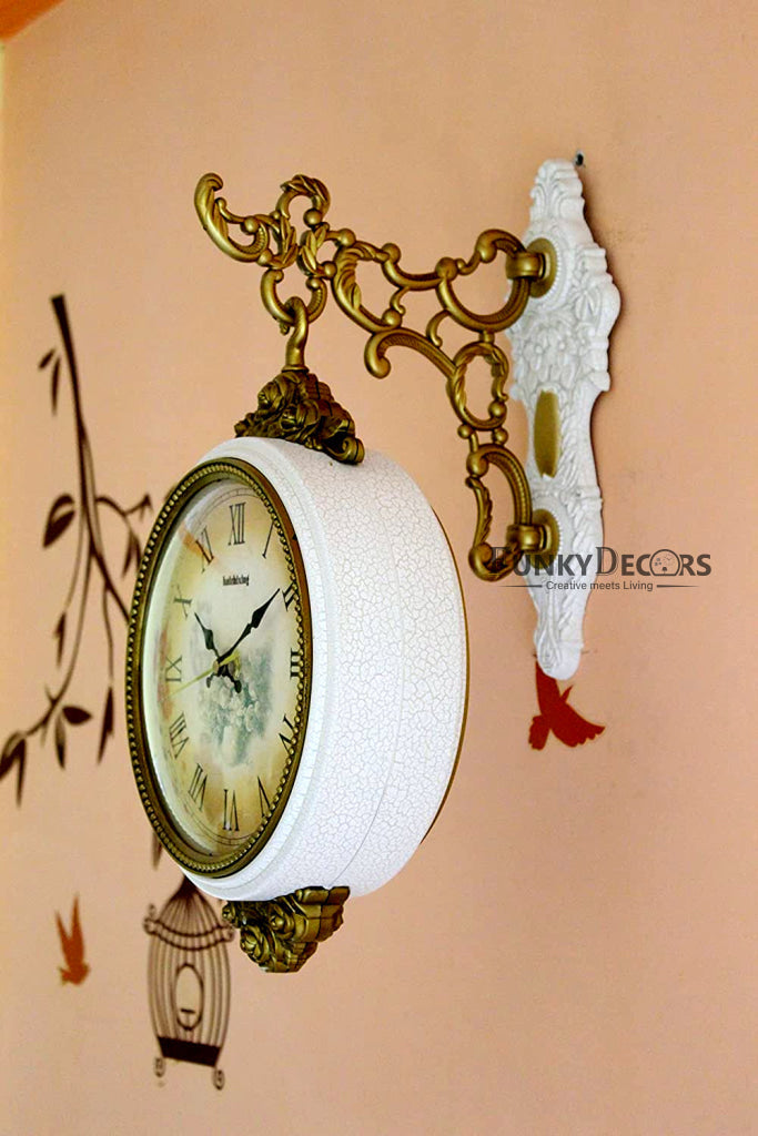 FunkyDecors Royal Antique Look Round Wall Hanging Double Sided Station Clock Clocks
