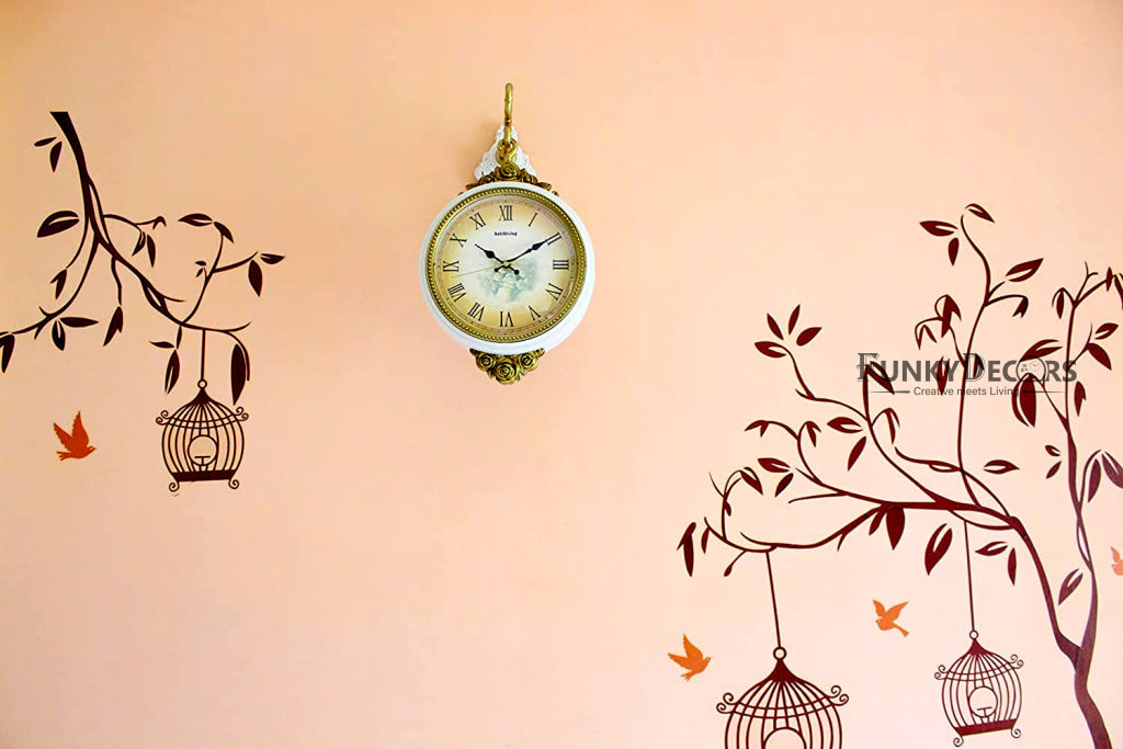 FunkyDecors Royal Antique Look Round Wall Hanging Double Sided Station Clock Clocks