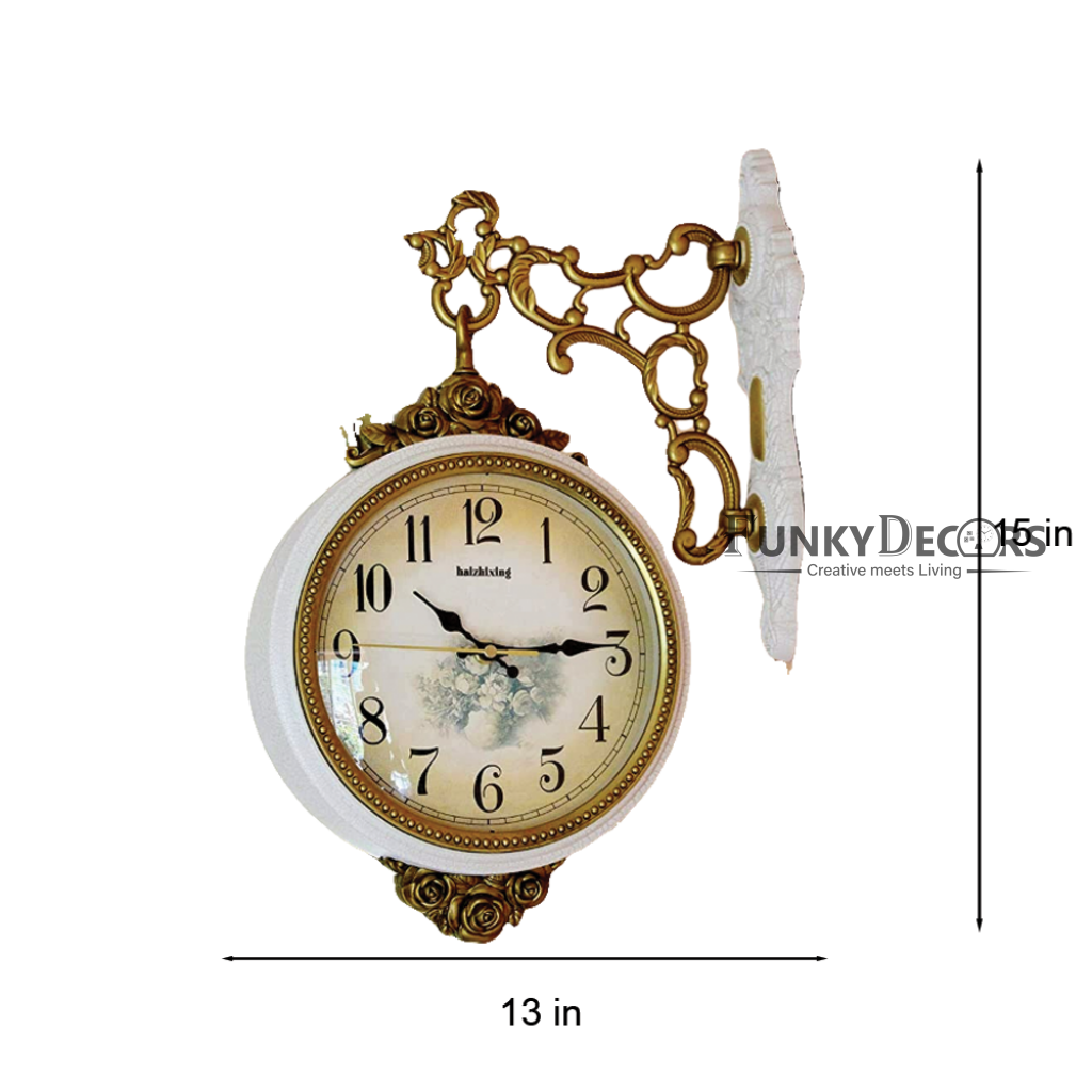 FunkyDecors Royal Antique Look Round Wall Hanging Double Sided Station Clock Clocks