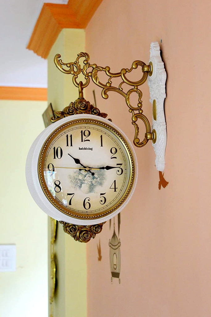 FunkyDecors Royal Antique Look Round Wall Hanging Double Sided Station Clock Clocks