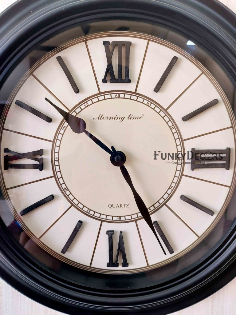 FunkyDecors Royal Designer Big Font Roman Wall Clock Watch Decor For Home Office And Gifts 40 Cm