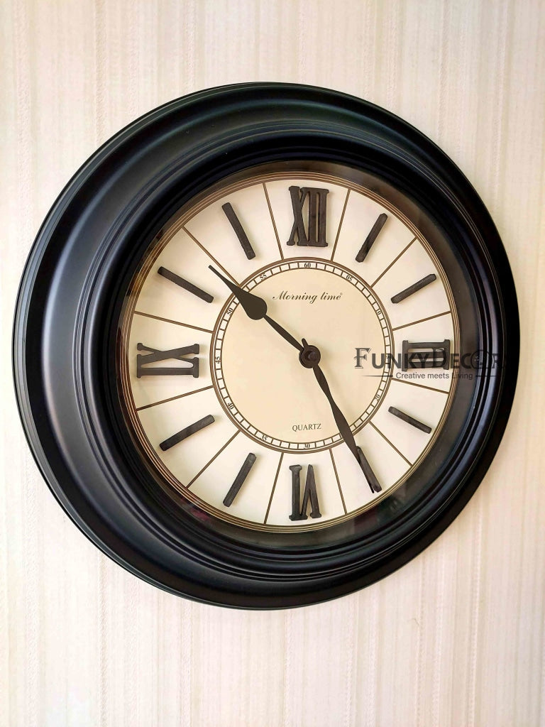 FunkyDecors Royal Designer Big Font Roman Wall Clock Watch Decor For Home Office And Gifts 40 Cm