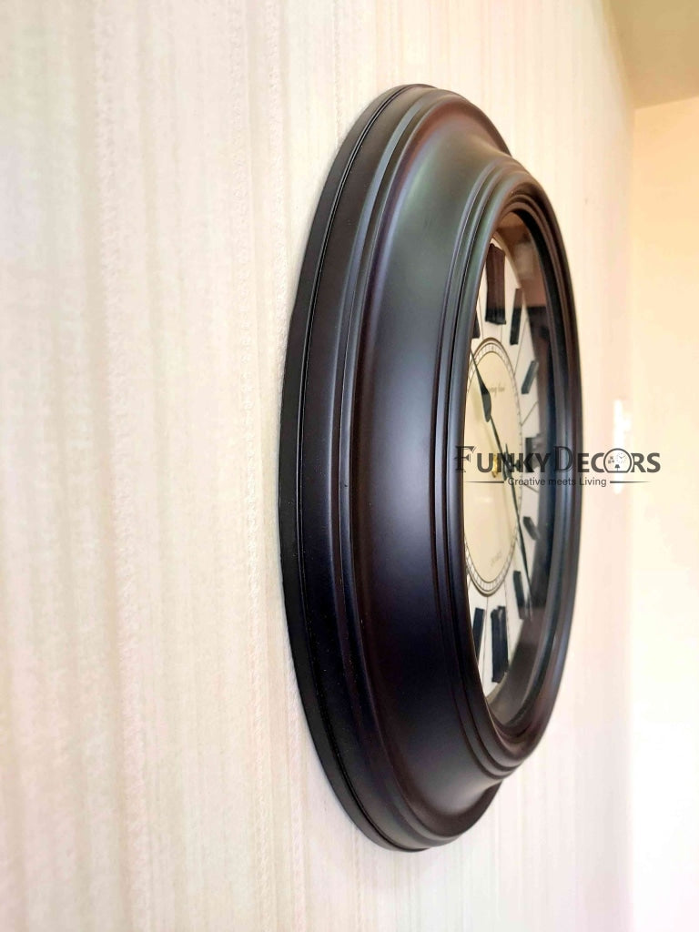 FunkyDecors Royal Designer Big Font Roman Wall Clock Watch Decor For Home Office And Gifts 40 Cm