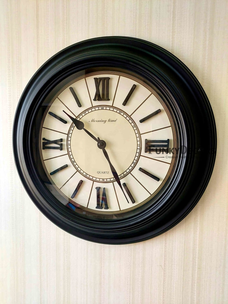 FunkyDecors Royal Designer Big Font Roman Wall Clock Watch Decor For Home Office And Gifts 40 Cm