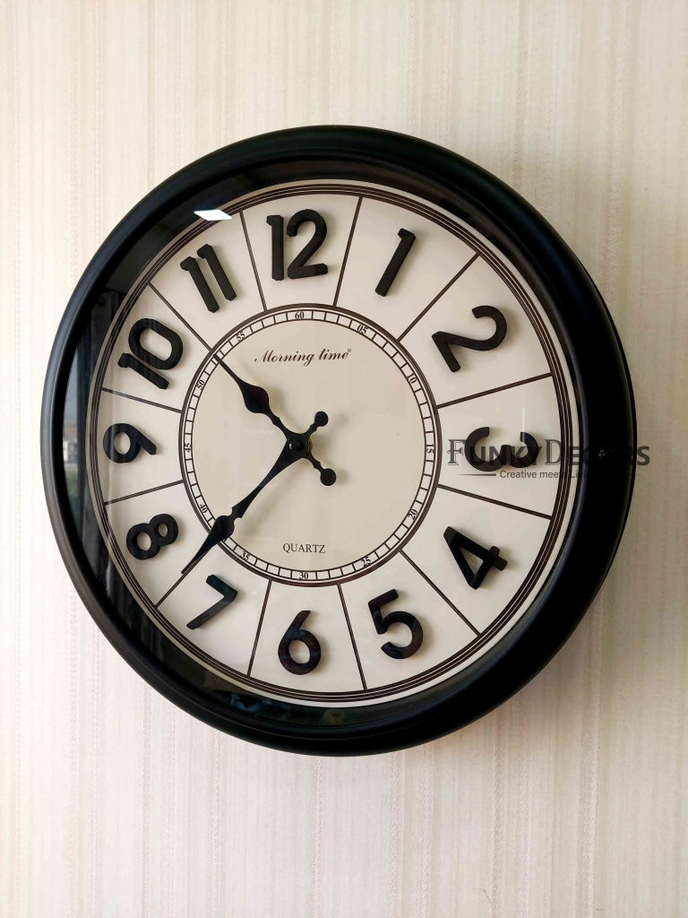 Funkytradition Royal Designer Big Font Wall Clock Watch Decor For Home Office And Gifts 40 Cm Tall